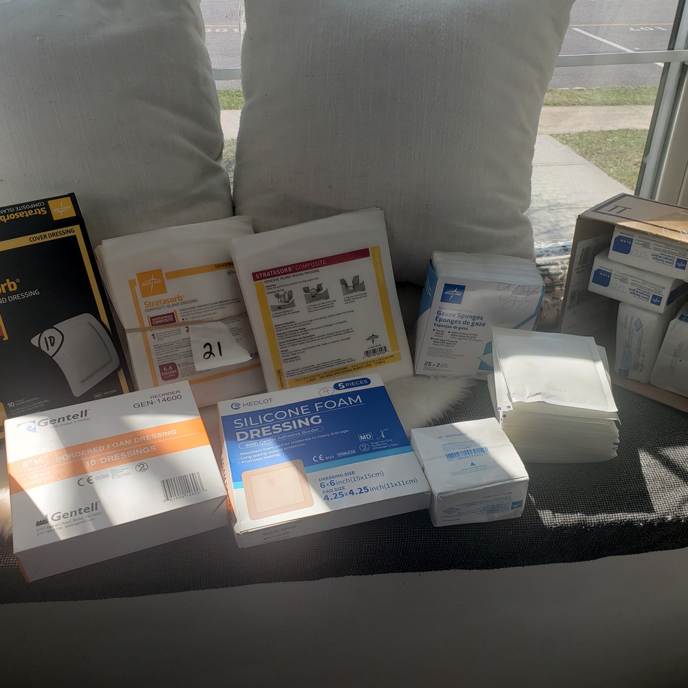 Assorted Medical Dressings & Silicone Foam Dressings & Gauze.